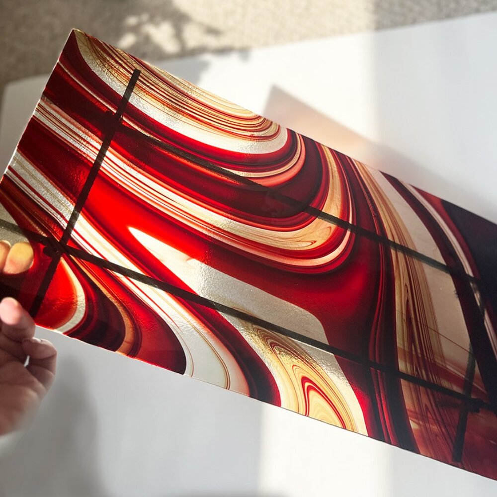 Glass Serving Tray, Abstract Design, Art at 17” Long!